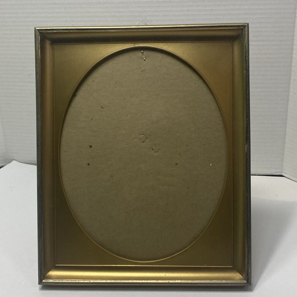 Vintage 9 X 11 Gold Oval  Mat Table Top /wall Copper Tone Metal Picture Frame